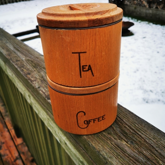 Vintage Wooden Stackable Coffee and Tea Canisters - Picture 10 of 14